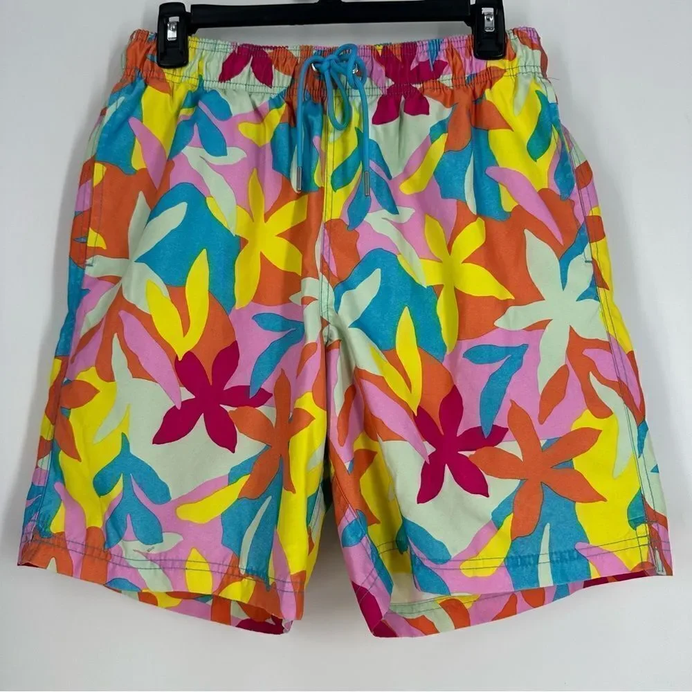 LANDS’ END Men’s Bright Floral Swim Trunks Sz M (32-34)